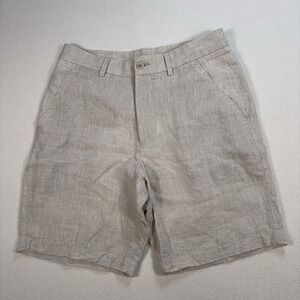 Zara 100% Linen 7.5" Shorts Men's S / 30 Off-White Beige Resort Coastal Vacation